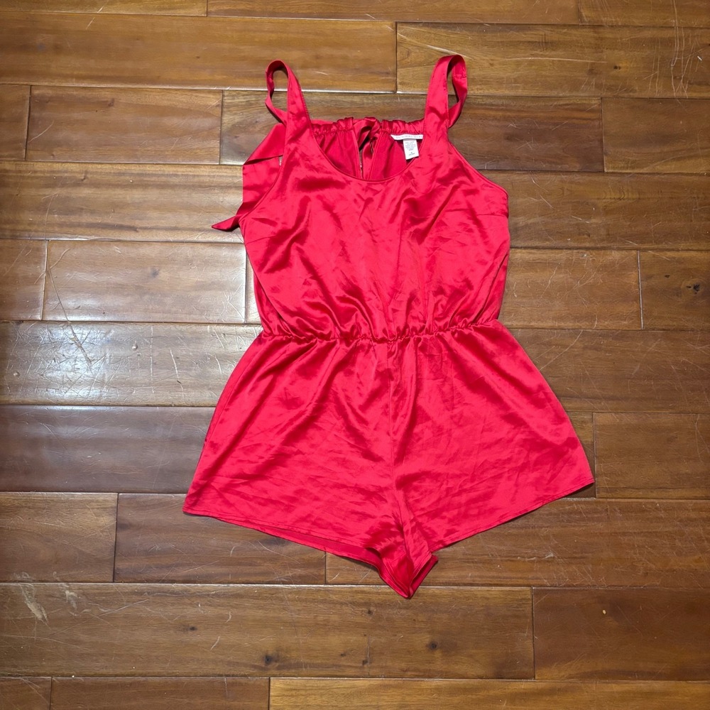 Victoria's Secret Red Satin‎ Tie-Back Romper Sleepwear Y2K|Coquette| Medium